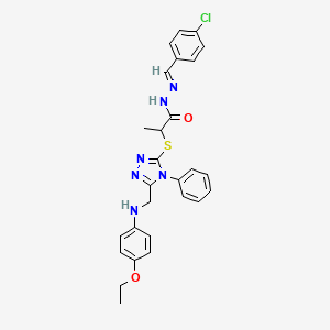 molecular formula C27H27ClN6O2S B14922126 N'-[(E)-(4-chlorophenyl)methylidene]-2-[(5-{[(4-ethoxyphenyl)amino]methyl}-4-phenyl-4H-1,2,4-triazol-3-yl)sulfanyl]propanehydrazide 
