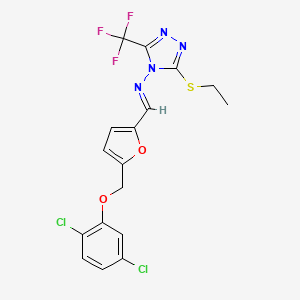 molecular formula C17H13Cl2F3N4O2S B14922246 N-[(E)-{5-[(2,5-dichlorophenoxy)methyl]furan-2-yl}methylidene]-3-(ethylsulfanyl)-5-(trifluoromethyl)-4H-1,2,4-triazol-4-amine 