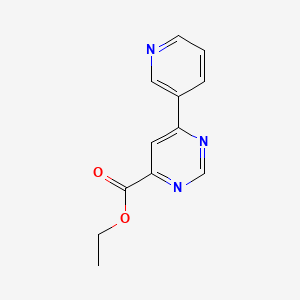 molecular formula C12H11N3O2 B1492230 6-(吡啶-3-基)嘧啶-4-甲酸乙酯 CAS No. 2098038-23-2