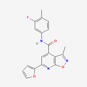 molecular formula C19H14FN3O3 B14922318 N-(3-fluoro-4-methylphenyl)-6-(furan-2-yl)-3-methyl[1,2]oxazolo[5,4-b]pyridine-4-carboxamide 