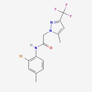 molecular formula C14H13BrF3N3O B14922347 N-(2-bromo-4-methylphenyl)-2-[5-methyl-3-(trifluoromethyl)-1H-pyrazol-1-yl]acetamide 
