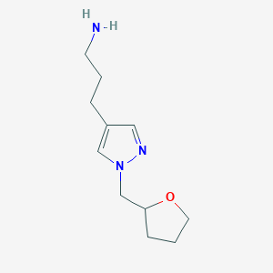 molecular formula C11H19N3O B1492235 3-{1-[(oxolan-2-yl)methyl]-1H-pyrazol-4-yl}propan-1-amine CAS No. 2098086-70-3