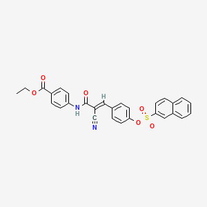molecular formula C29H22N2O6S B14922355 ethyl 4-{[(2E)-2-cyano-3-{4-[(naphthalen-2-ylsulfonyl)oxy]phenyl}prop-2-enoyl]amino}benzoate 