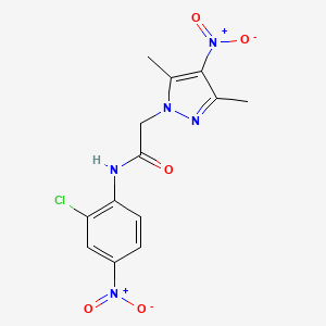 molecular formula C13H12ClN5O5 B14922368 N-(2-chloro-4-nitrophenyl)-2-(3,5-dimethyl-4-nitro-1H-pyrazol-1-yl)acetamide 