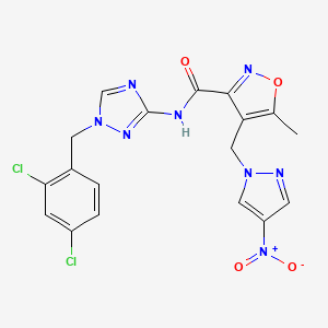 molecular formula C18H14Cl2N8O4 B14922468 N-[1-(2,4-dichlorobenzyl)-1H-1,2,4-triazol-3-yl]-5-methyl-4-[(4-nitro-1H-pyrazol-1-yl)methyl]-1,2-oxazole-3-carboxamide 