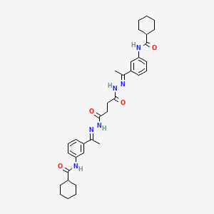 molecular formula C34H44N6O4 B14922498 N~1~-{3-[1-((E)-2-{4-[2-((E)-1-{3-[(Cyclohexylcarbonyl)amino]phenyl}ethylidene)hydrazino]-4-oxobutanoyl}hydrazono)ethyl]phenyl}-1-cyclohexanecarboxamide 