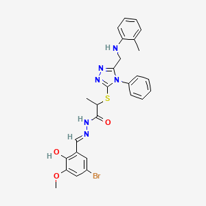 molecular formula C27H27BrN6O3S B14922521 N'-[(E)-(5-bromo-2-hydroxy-3-methoxyphenyl)methylidene]-2-[(5-{[(2-methylphenyl)amino]methyl}-4-phenyl-4H-1,2,4-triazol-3-yl)sulfanyl]propanehydrazide 