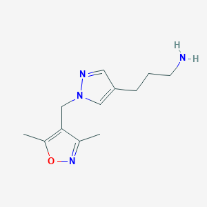 molecular formula C12H18N4O B1492257 3-{1-[(3,5-dimethyl-1,2-oxazol-4-yl)methyl]-1H-pyrazol-4-yl}propan-1-amine CAS No. 2098027-62-2