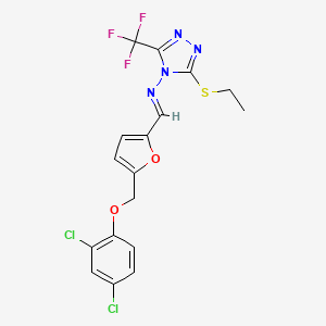 molecular formula C17H13Cl2F3N4O2S B14922599 N-[(E)-{5-[(2,4-dichlorophenoxy)methyl]furan-2-yl}methylidene]-3-(ethylsulfanyl)-5-(trifluoromethyl)-4H-1,2,4-triazol-4-amine 
