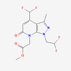 molecular formula C13H13F4N3O3 B14922784 Methyl 2-(1-(2,2-difluoroethyl)-4-(difluoromethyl)-3-methyl-6-oxo-1H-pyrazolo[3,4-b]pyridin-7(6H)-yl)acetate 