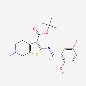 molecular formula C20H23IN2O3S B14922830 tert-butyl 2-{[(E)-(2-hydroxy-5-iodophenyl)methylidene]amino}-6-methyl-4,5,6,7-tetrahydrothieno[2,3-c]pyridine-3-carboxylate 