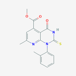 molecular formula C17H15N3O3S B14923064 Methyl 7-methyl-1-(2-methylphenyl)-4-oxo-2-sulfanyl-1,4-dihydropyrido[2,3-d]pyrimidine-5-carboxylate 