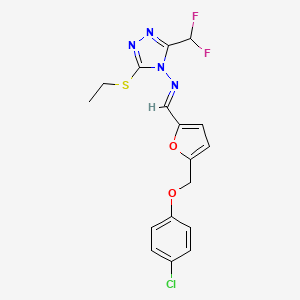 molecular formula C17H15ClF2N4O2S B14923178 N-[(E)-{5-[(4-chlorophenoxy)methyl]furan-2-yl}methylidene]-3-(difluoromethyl)-5-(ethylsulfanyl)-4H-1,2,4-triazol-4-amine 