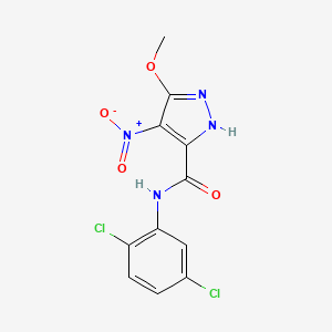 molecular formula C11H8Cl2N4O4 B14923240 N-(2,5-dichlorophenyl)-4-nitro-3-methoxy-1H-pyrazole-5-carboxamide 