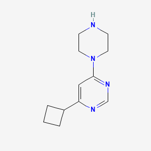 molecular formula C12H18N4 B1492326 4-Cyclobutyl-6-(piperazin-1-yl)pyrimidine CAS No. 2098134-15-5