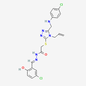 molecular formula C21H20Cl2N6O2S B14923273 N'-[(E)-(5-chloro-2-hydroxyphenyl)methylidene]-2-{[5-{[(4-chlorophenyl)amino]methyl}-4-(prop-2-en-1-yl)-4H-1,2,4-triazol-3-yl]sulfanyl}acetohydrazide 