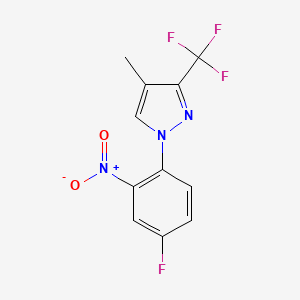 molecular formula C11H7F4N3O2 B14923584 1-(4-Fluoro-2-nitrophenyl)-4-methyl-3-(trifluoromethyl)-1H-pyrazole 