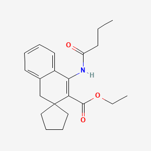 molecular formula C21H27NO3 B14923612 ethyl 4'-(butanoylamino)-1'H-spiro[cyclopentane-1,2'-naphthalene]-3'-carboxylate 