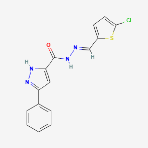 molecular formula C15H11ClN4OS B14923753 N'-[(E)-(5-chlorothiophen-2-yl)methylidene]-3-phenyl-1H-pyrazole-5-carbohydrazide 
