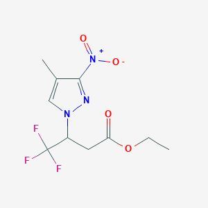 molecular formula C10H12F3N3O4 B14923921 Ethyl 4,4,4-trifluoro-3-(4-methyl-3-nitro-1H-pyrazol-1-yl)butanoate 