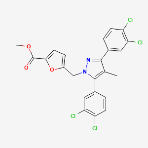 molecular formula C23H16Cl4N2O3 B14923973 methyl 5-{[3,5-bis(3,4-dichlorophenyl)-4-methyl-1H-pyrazol-1-yl]methyl}furan-2-carboxylate 