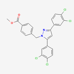 molecular formula C24H16Cl4N2O2 B14923985 methyl 4-{[3,5-bis(3,4-dichlorophenyl)-1H-pyrazol-1-yl]methyl}benzoate 