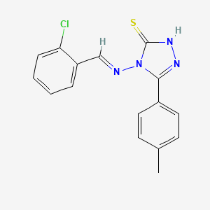 molecular formula C16H13ClN4S B14924061 4-{[(E)-(2-chlorophenyl)methylidene]amino}-5-(4-methylphenyl)-4H-1,2,4-triazole-3-thiol 