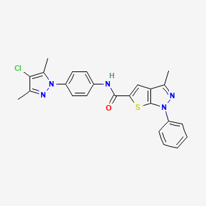 molecular formula C24H20ClN5OS B14924083 N-[4-(4-chloro-3,5-dimethyl-1H-pyrazol-1-yl)phenyl]-3-methyl-1-phenyl-1H-thieno[2,3-c]pyrazole-5-carboxamide 