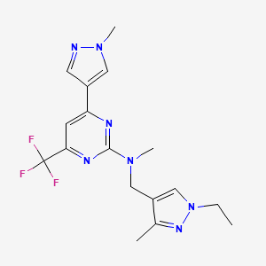 molecular formula C17H20F3N7 B14924140 N-[(1-ethyl-3-methyl-1H-pyrazol-4-yl)methyl]-N-methyl-4-(1-methyl-1H-pyrazol-4-yl)-6-(trifluoromethyl)pyrimidin-2-amine 