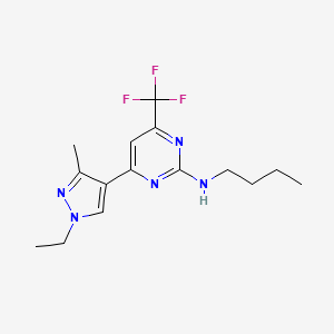 molecular formula C15H20F3N5 B14924263 N-butyl-4-(1-ethyl-3-methyl-1H-pyrazol-4-yl)-6-(trifluoromethyl)pyrimidin-2-amine 