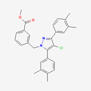 molecular formula C28H27ClN2O2 B14924317 methyl 3-{[4-chloro-3,5-bis(3,4-dimethylphenyl)-1H-pyrazol-1-yl]methyl}benzoate 