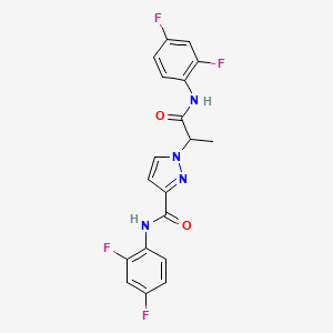 molecular formula C19H14F4N4O2 B14924377 N-(2,4-difluorophenyl)-1-{1-[(2,4-difluorophenyl)amino]-1-oxopropan-2-yl}-1H-pyrazole-3-carboxamide 
