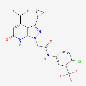 molecular formula C19H14ClF5N4O2 B14924683 N-[4-chloro-3-(trifluoromethyl)phenyl]-2-[3-cyclopropyl-4-(difluoromethyl)-6-oxo-6,7-dihydro-1H-pyrazolo[3,4-b]pyridin-1-yl]acetamide 
