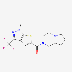 molecular formula C15H17F3N4OS B14924738 hexahydropyrrolo[1,2-a]pyrazin-2(1H)-yl[1-methyl-3-(trifluoromethyl)-1H-thieno[2,3-c]pyrazol-5-yl]methanone 
