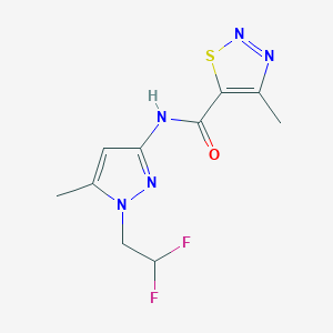 molecular formula C10H11F2N5OS B14924789 N-[1-(2,2-difluoroethyl)-5-methyl-1H-pyrazol-3-yl]-4-methyl-1,2,3-thiadiazole-5-carboxamide 
