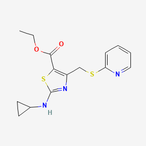 molecular formula C15H17N3O2S2 B14924847 Ethyl 2-(cyclopropylamino)-4-[(pyridin-2-ylsulfanyl)methyl]-1,3-thiazole-5-carboxylate 