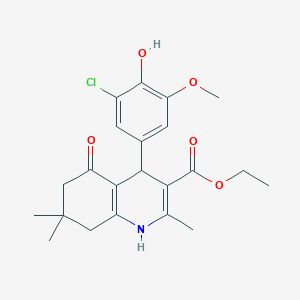 molecular formula C22H26ClNO5 B14924878 Ethyl 4-(3-chloro-4-hydroxy-5-methoxyphenyl)-2,7,7-trimethyl-5-oxo-1,4,5,6,7,8-hexahydroquinoline-3-carboxylate 