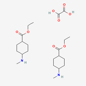 molecular formula C22H40N2O8 B1492497 Ethyl 4-(methylamino)cyclohexane-1-carboxylate hemioxalate CAS No. 2098119-60-7
