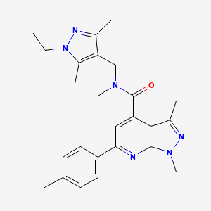 molecular formula C25H30N6O B14924972 N-[(1-ethyl-3,5-dimethyl-1H-pyrazol-4-yl)methyl]-N,1,3-trimethyl-6-(4-methylphenyl)-1H-pyrazolo[3,4-b]pyridine-4-carboxamide 