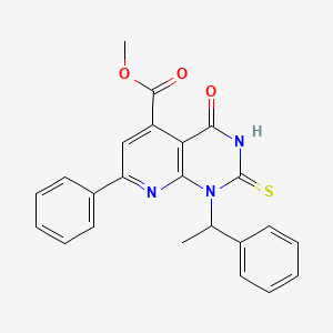 molecular formula C23H19N3O3S B14925071 Methyl 4-oxo-7-phenyl-1-(1-phenylethyl)-2-sulfanyl-1,4-dihydropyrido[2,3-d]pyrimidine-5-carboxylate 