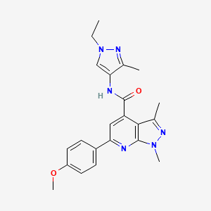 molecular formula C22H24N6O2 B14926089 N-(1-ethyl-3-methyl-1H-pyrazol-4-yl)-6-(4-methoxyphenyl)-1,3-dimethyl-1H-pyrazolo[3,4-b]pyridine-4-carboxamide 