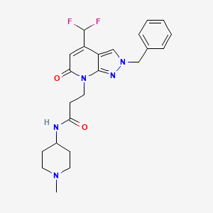molecular formula C23H27F2N5O2 B14926252 3-[2-benzyl-4-(difluoromethyl)-6-oxo-2,6-dihydro-7H-pyrazolo[3,4-b]pyridin-7-yl]-N-(1-methylpiperidin-4-yl)propanamide 