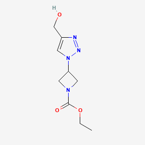 molecular formula C9H14N4O3 B1492647 3-(4-(羟甲基)-1H-1,2,3-三唑-1-基)氮杂环丁烷-1-羧酸乙酯 CAS No. 2098109-36-3