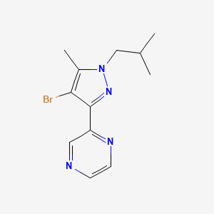 molecular formula C12H15BrN4 B1492672 2-(4-bromo-1-isobutyl-5-methyl-1H-pyrazol-3-yl)pyrazine CAS No. 2098044-57-4