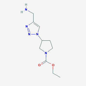 molecular formula C10H17N5O2 B1492682 ethyl 3-(4-(aminomethyl)-1H-1,2,3-triazol-1-yl)pyrrolidine-1-carboxylate CAS No. 2098122-29-1