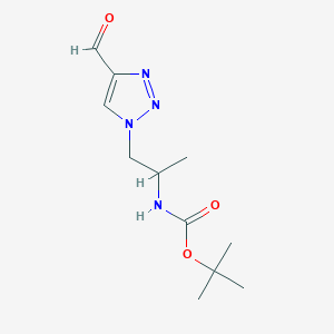 molecular formula C11H18N4O3 B1492686 叔丁基（1-(4-甲酰基-1H-1,2,3-三唑-1-基)丙烷-2-基）氨基甲酸酯 CAS No. 2097996-89-7
