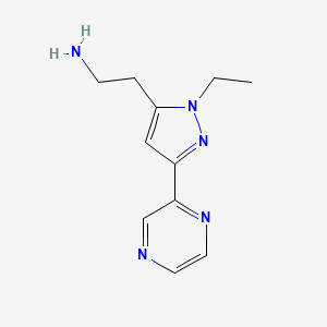 2-(1-ethyl-3-(pyrazin-2-yl)-1H-pyrazol-5-yl)ethan-1-amine