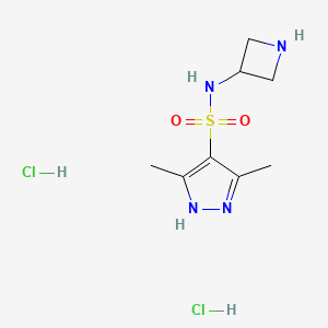 molecular formula C8H16Cl2N4O2S B1492698 N-(azetidin-3-yl)-3,5-dimethyl-1H-pyrazole-4-sulfonamide dihydrochloride CAS No. 2097954-77-1