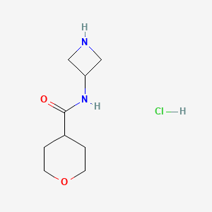 molecular formula C9H17ClN2O2 B1492699 N-(azetidin-3-yl)tetrahydro-2H-pyran-4-carboxamide hydrochloride CAS No. 2097969-51-0