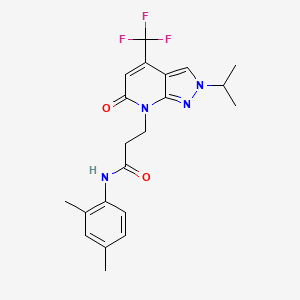 molecular formula C21H23F3N4O2 B14927057 N-(2,4-dimethylphenyl)-3-[6-oxo-2-(propan-2-yl)-4-(trifluoromethyl)-2,6-dihydro-7H-pyrazolo[3,4-b]pyridin-7-yl]propanamide 